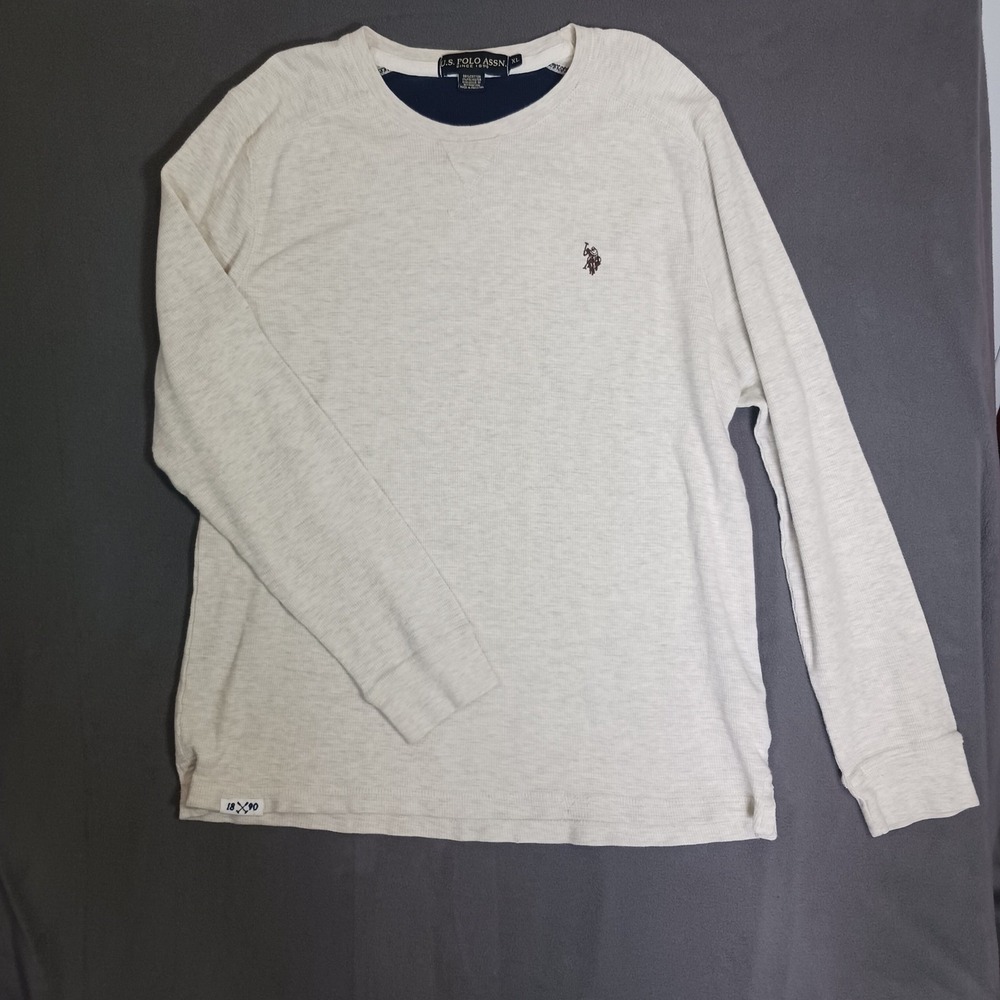 U.S. Polo Assn. Thermal Shirt Mens XL Oatmeal Excellent Waffle Knit Long Sleeve